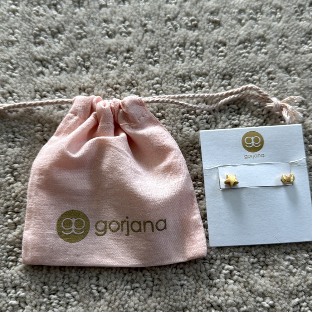 Gorjana star crescent moon earrings with gift box, jewelry pouch bag, gift bag - Picture 4 of 7